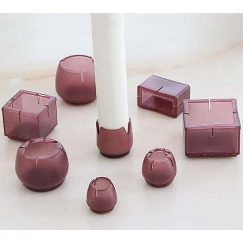 Transparent Chair Table Leg Foot Caps PVC Round Square Table Foot Cover Non-slip Furniture Bottom Covers Floor Protector Pads