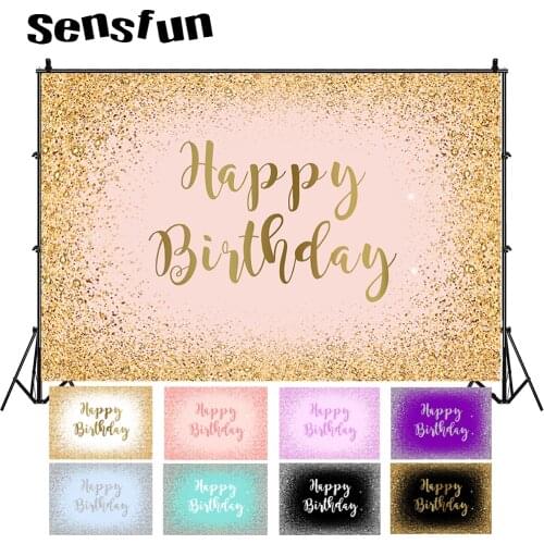 Sensfun Rose Gold Glitter Photography Background Adult Girl Lady Women Man Happy Birthday Party Backdrop For Photo Studio Custom