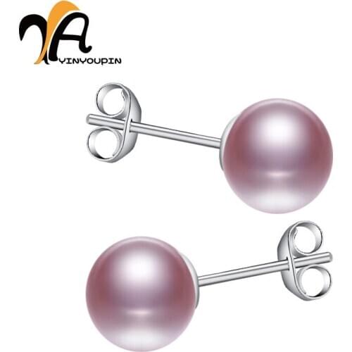 WEIXY Pearl Earrings Jewelry 100% 925 Sterling Silver Pink Pearl Earrings For Women Fine Jewelry