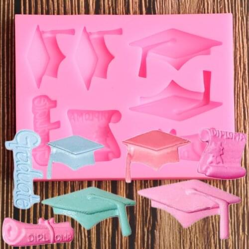 3D Graduation Doctor Hat Silicone Mould Cake Decorating Tools Cupcake Chocolate Sugar Craft Molds Kitchen Baking Fondant Moulds