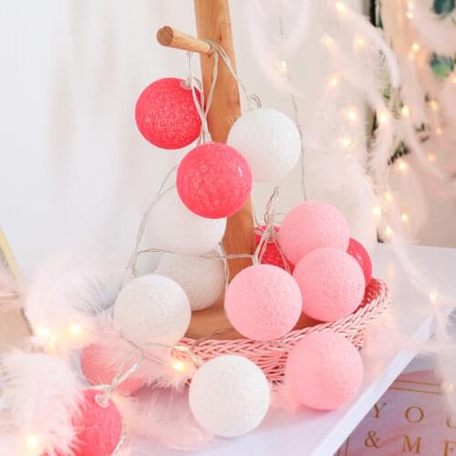 10Ft 20Leds Cotton Balls String Lights LED Fairy Garland Warm White Lamp Chain Battery Operated Indoor Wedding Bedroom Decor