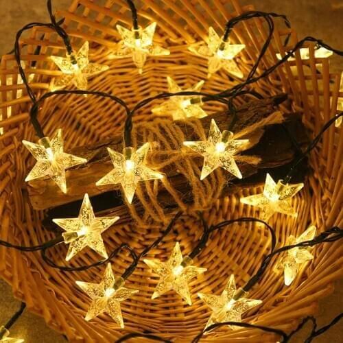 Led Solar Energy Bubble Star Lamp String Ball Outdoor Waterproof Garden Decorative Light Meteor Christmas Tree Xmas Solar Fairy