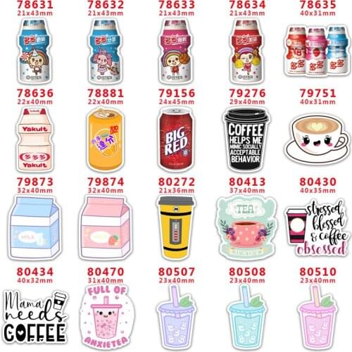 DIY Craft Supplies Sewing Accessories Cartoon Drinks Printed Planar Resins Mold 30 Pieces. PR-78631