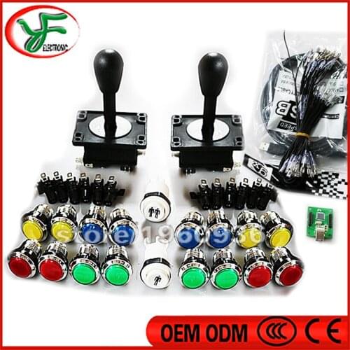 Raspberry PI PC PS3 3 in 1 USB Controller With American Style Joystick CHROME Plated 12V illuminated Push Button For Arcade DIY