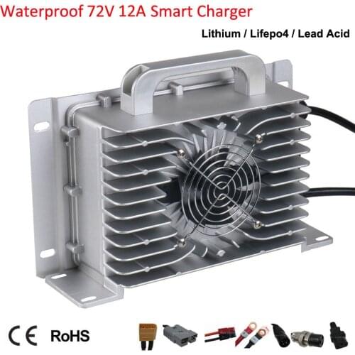Waterproof 72V 12A LiFePO4 Lead Acid Lithium Charger 72 Volt 12A 84V 87.6V Full Seal Charger For Golf Cart Tour Electric Car