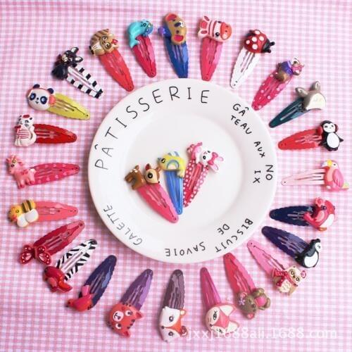 Princess children headdress hairpin girls lovely cartoon animals PP clip Resin Color Sweet Hand Made Hair Clips For Girls 2PCS