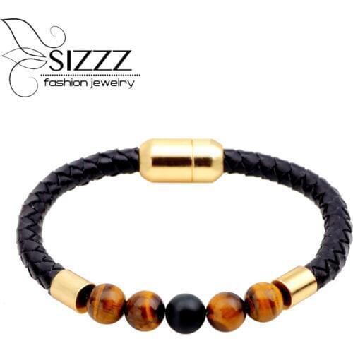 SIZZZ 21CM Long Fashion personality bracelet color leather for men and women couples bracelets&bangles