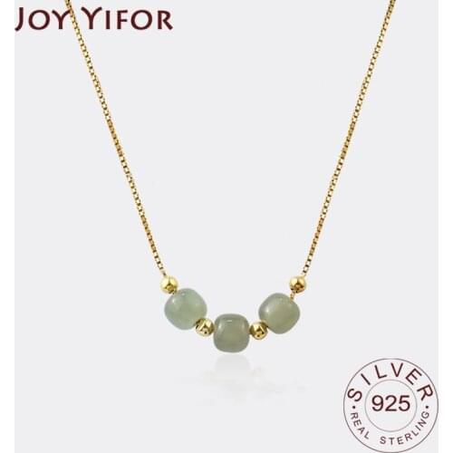 925 Sterling Silver Necklace Ladies Elegant 3 Balls Green Stone Necklace Fashion Sterling Silver Jewelry Round Necklace