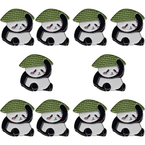 10pcs Enamel Pin Anime Badge Cute Panda Brooch Lapel Pin Jeans Shirt Bag Lovely Animal Jewelry Accessories