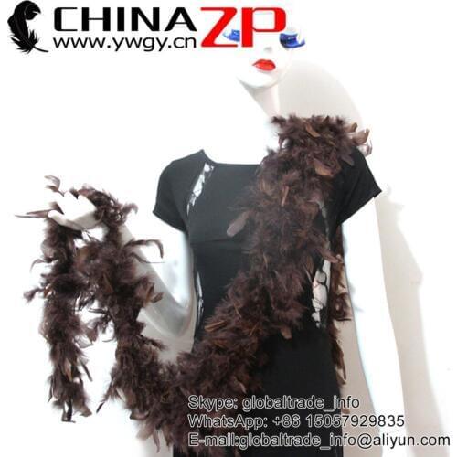 Gold Manufacturer CHINAZP Factory 10yards/lot 40G Good Quality Dyed Dark Coffee Turkey Feather Chandelle Boa