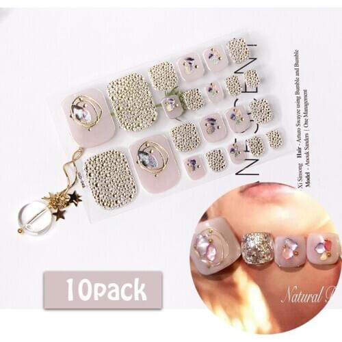 10pcs/set Laser Sequins Toenail Art Stickers Full Cover Beauty Toenail Decorations Shiny Designs Mixed Size Waterproof Adhesive