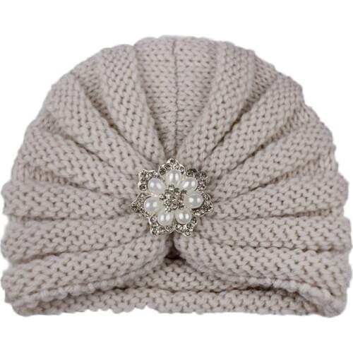 12 Pcs New Pearls Baby Girl Hat Elastic Winter Baby Knitted Hat for Boys Infant Toddler Beanie Baby Cap Newborn Accessories 1 PC