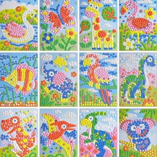 3D Kids Learning EVA Sticky Mosaics Puzzle DIY Dinosaur Stickers Handmade Art Cartoon Creative Educational Toys For Children