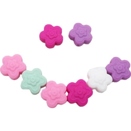 Chenkai 50PCS BPA Free Kapok Baby Teething Beads Silicone Flower Beads For Food Grade Infant Nursing Teether Toy Accessories
