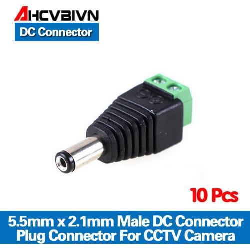 AHCVBIVN 10Pcs/lot 5.5mm*2.1mm DC Connector CCTV Power BNC Connector for CCTV Camera
