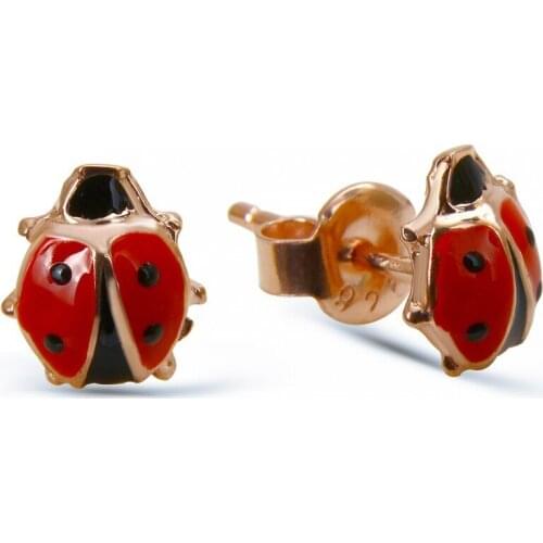 Argentum Concept- 925 Sterling Silver Ladybug Earrings