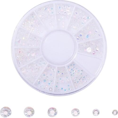 A0ND White V-Bottom Unquie DIY Nail Art Jewelry Gems Mixed Sizes Shinning Rhinestones Fashion Trendy Manicure Decorations