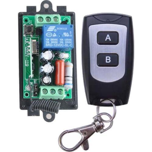 AC 220V 1CH 10A Wireless Remote Control Switch Relay Output Radio Receiver Module + Black/White Waterproof Transmitter