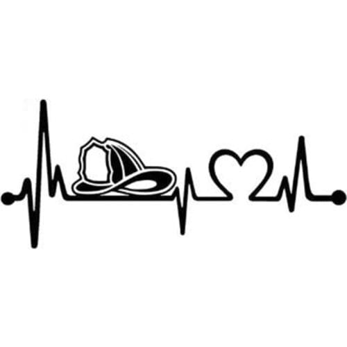 Black/Sliver Cool Car Sticker Firefighter Fireman Helmet Heartbeat Lifeline Decoration Car Decal Vinyl Car Styling C297
