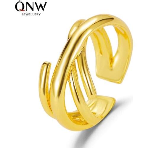 ZYZQ Retro Cross Ring Fashion Atmosphere Multi-layer Interwoven Geometric Couple Ring Opening Adjustable Accessories