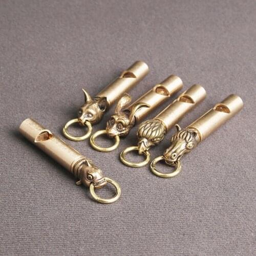 Pure brass animal whistle creative keychain pendant outdoor survival whistle practical pendant small copperware