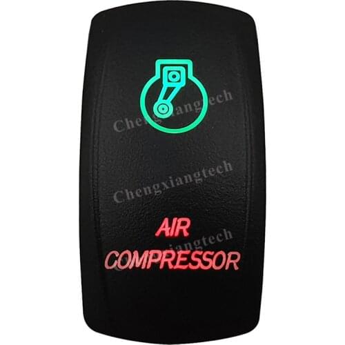 Laser- AIR COMPRESSOR- Car Boat Green & Red Led On Off Rocker Switch Waterproof, Overload Protection, SPST, Truck Marine Caravan