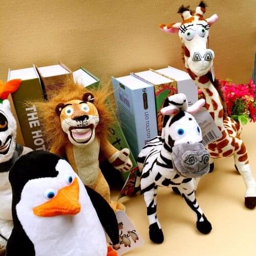 Madagascar Plush Toys Madagascar Lion Giraffe Penguin Zebra Hippo Cute Gift for Kids Boys Super Quality