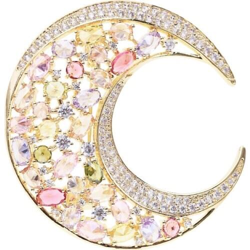 MADALENA SARARA AAA Zircon Brooch Moon Style Fine Brooch Pin Multi-color stone For Women Jewelry