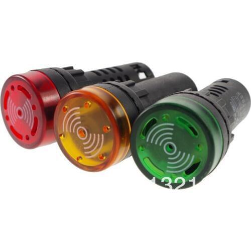 Set Of 3pcs YELLOW/GREEN/RED 24VDC 22mm Mount LED Power Indicator Light With Buzzer 60mm Height