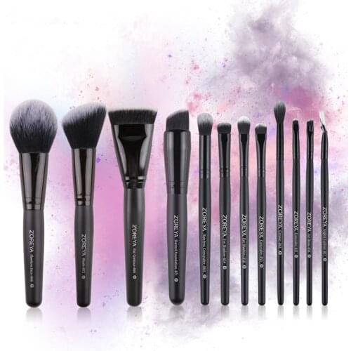 ZOREYA 12pcs Professional Makeup Brushes Set Foundation Powder Eyeshadow Eyebrow Make Up Brush Kit Box Cosmetic Beauty Tool