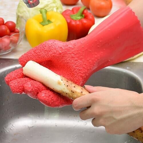 Peeling Potato Gloves Peel Vegetable Fish Scale Gloves Non-Slip Reusable PVC Dishwashing yams,Carrot Kitchen Cleaning Tools