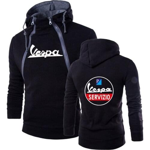 Vespa Logo Print Harajuku Style Leisure Men Pullover Hoodies Brand Hooded Sweatshirt Classic Tracksuit Warm Slim Solid color Top