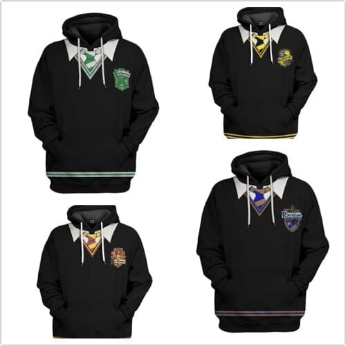 Hufflepuff Cosplay Magic Robe Hoodie Print Hooded Sweatshirt Pullover men Autumn Coat Harris Costume Halloween Christmas gift
