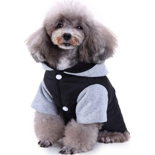 Pet Dog Down Jacket Hoodie Winter Puppy Black Clothes Parkas Button Closure Windbreaker FOR Teddy Corgi Chihuahua
