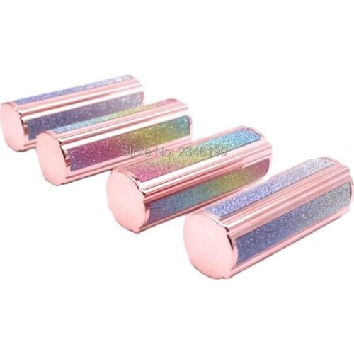 Empty Lip Balm Tube 12.1mm Rose Gold Press Lipstick Tube Colourful Shiny Lip Balm Container Empty Press Lipstick Packaging 30pcs