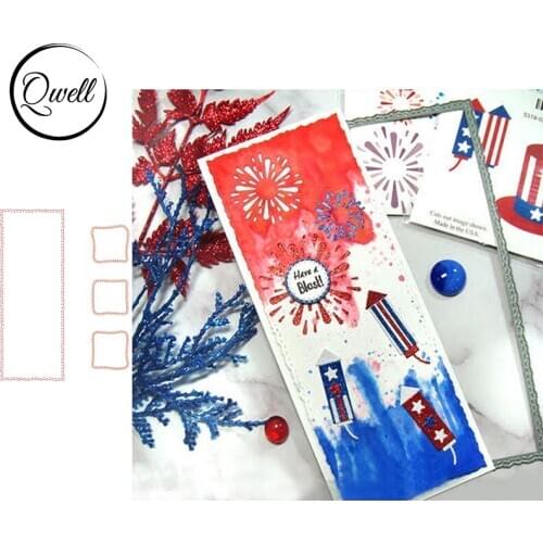 QWELL Square Stitched Rectangle Frame Slimline Metal Cutting Dies Set DIY Scrapbooking Craft Paper Embossing Dies 2021