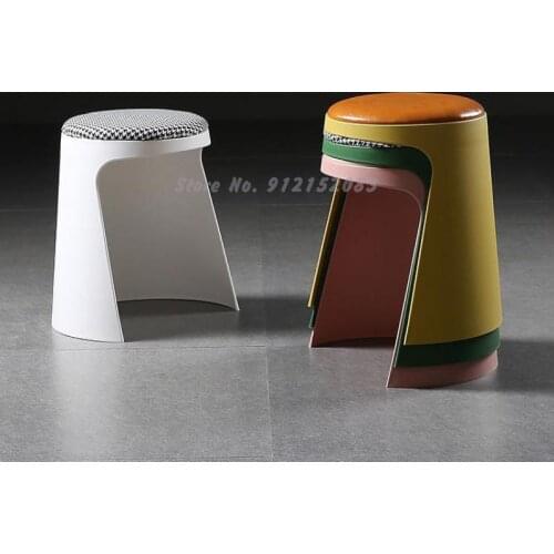 Nordic household shoe changing stool stackable plastic small stool simple net red chair modern bedroom makeup small round stool