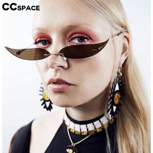 49221 Rimless Leaves Small Frame Sunglasses Men Women Fashion Shades UV400 Vintage Glasses