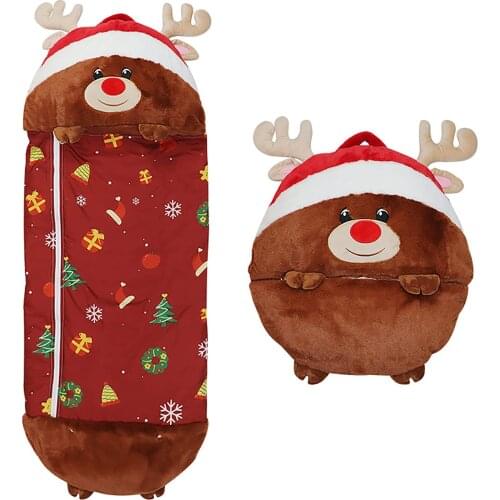 Sleeping Bag with Pillow Stuffed Animal Cartoon Boys Childrens Gifts Soft All-Season Sleeping Bag for Kids Girls Warm