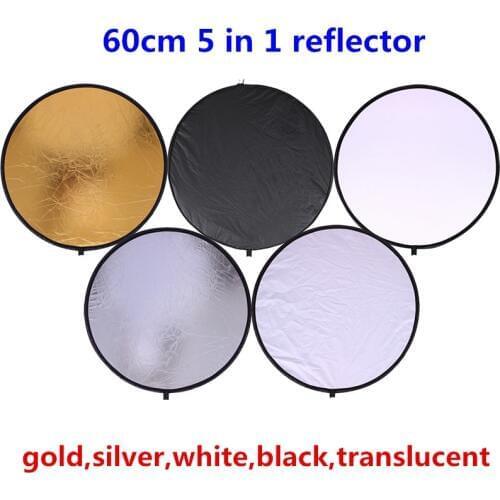 CY 24" 60cm 5 in 1 High quality handhold Portable Collapsible Light Round Photography Reflector for Studio Multi Photo Disc