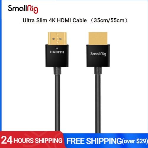 SmallRig Ultra Slim 4K Cable 35cm Ports For DSLR Camera/Monitor/Wireless Video Transmitter & Receiver Cable- 2956