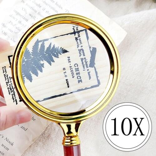 Junejour 10X Magnifying Glass Handheld Loupe Portable Magnifier for Jewelry Newspaper Reading 60mm/70mm/80mm/90mm