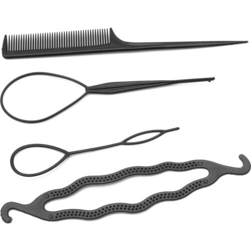 Hair Twist Styling Clip Stick Bun Maker Braid Tool Comb Hair Accessories 4 Pcs
