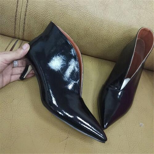 Sexy Autumn Ankle Boots Women Pu Leather Thin High Heels Western Boots Fashion Spring Pointed Toe Short Boots Woman Shoes Pumps