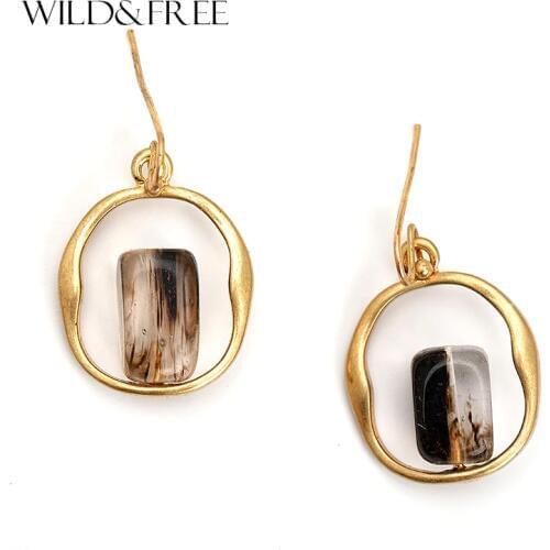 2017 New Trendy Earings Brincos Women New Natural Stone Drop Earrings Geometric Shape Dangle Jewelry For