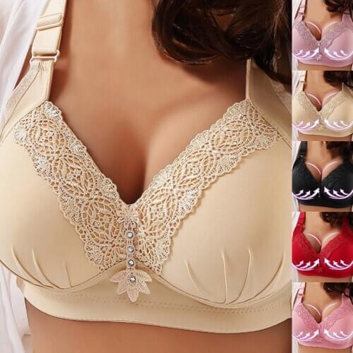 2021 Womens Breathable Large Size Gather Underwear No Steel Ring Lace Solid Color High Quality Comfortable Bra