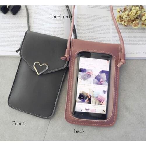 Womens Touch Screen Cell phone purse transparent simple bag new hasp cross wallets Smartphone Leather Shoulder light handbags