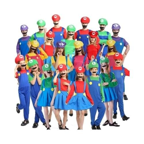 WOMEN Super Mario DRESS halloween Mario cosplay costume cartoon Mario and Luigi RPG pipeline uncle Mushroom Mary suspenders