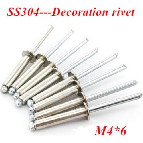 100PCS M4*6 Dome POP Head Rivet Stainless steel Core Pulling Decoration Rivets