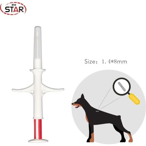 100pcs/lot) 1.4*8 mm 134.2KHz dog RFID Glass chip for For Cow Cat dog Pet Identification/tracking Microchip Animal Id Injector
